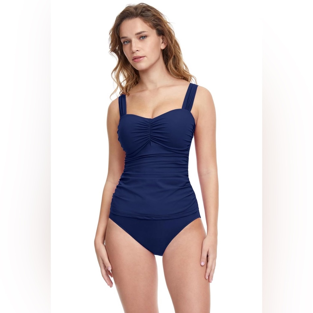Profile By Gottex Tutti Frutti F-Cup Scoop Neck Shirred Underwire Tankini Top